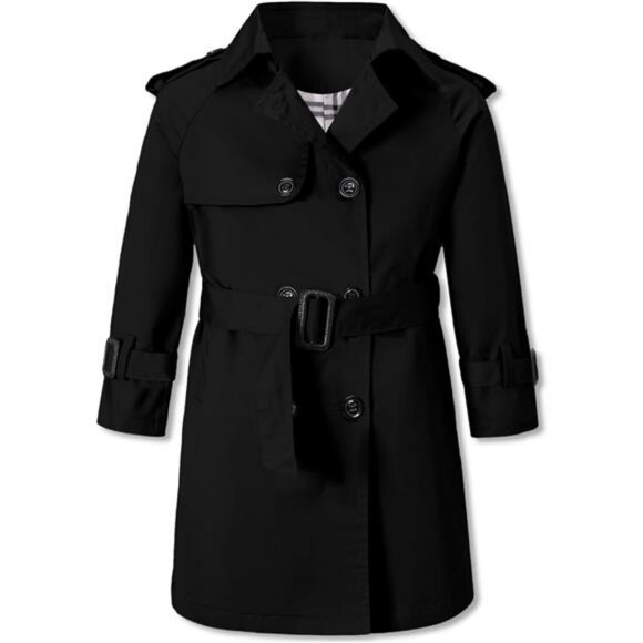 Boys Trench Coat Double Breasted Classic Belted Outwear Jacket Dress Coats - Picture 1 of 7